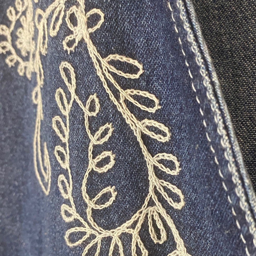 Embroidered Vintage Easy Denim Vest Bohemian/Western Country Attire Layering - Picture 4 of 8